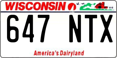 WI license plate 647NTX