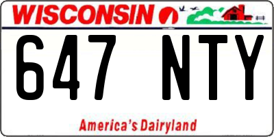 WI license plate 647NTY