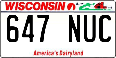 WI license plate 647NUC