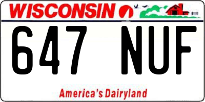WI license plate 647NUF