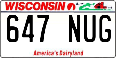 WI license plate 647NUG