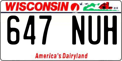 WI license plate 647NUH