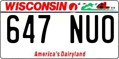 WI license plate 647NUO