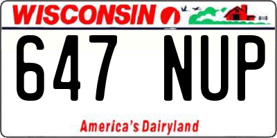 WI license plate 647NUP