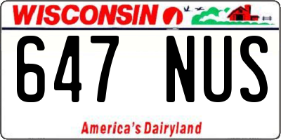 WI license plate 647NUS