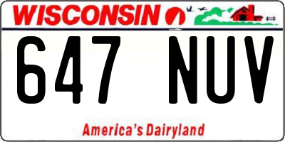 WI license plate 647NUV