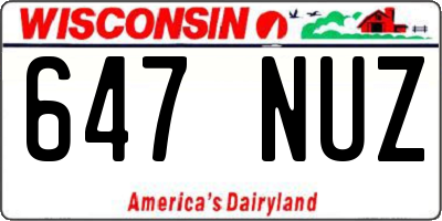 WI license plate 647NUZ