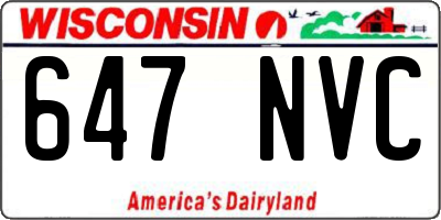WI license plate 647NVC