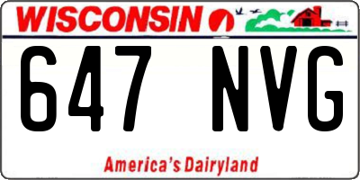 WI license plate 647NVG