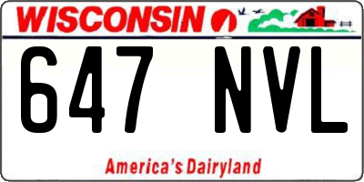WI license plate 647NVL