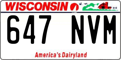 WI license plate 647NVM