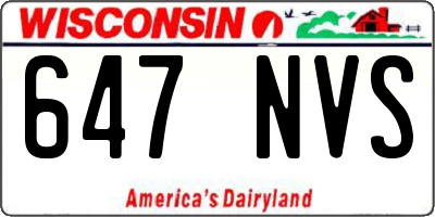 WI license plate 647NVS