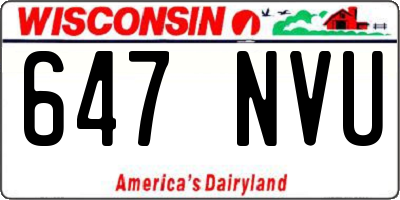 WI license plate 647NVU