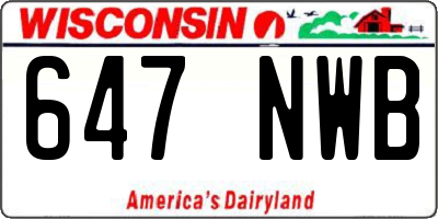 WI license plate 647NWB