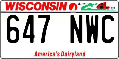 WI license plate 647NWC
