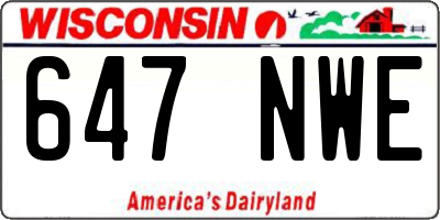 WI license plate 647NWE
