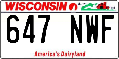 WI license plate 647NWF