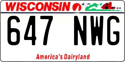 WI license plate 647NWG