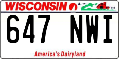 WI license plate 647NWI