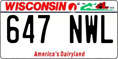 WI license plate 647NWL