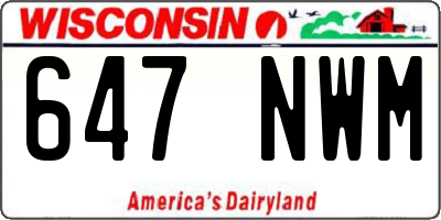 WI license plate 647NWM