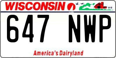 WI license plate 647NWP
