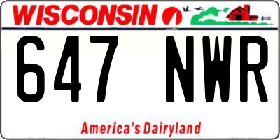 WI license plate 647NWR