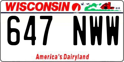 WI license plate 647NWW
