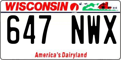 WI license plate 647NWX