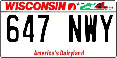 WI license plate 647NWY