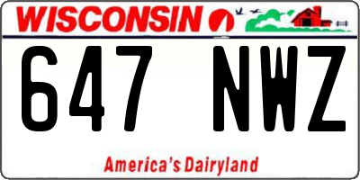 WI license plate 647NWZ