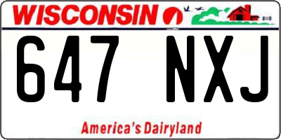 WI license plate 647NXJ