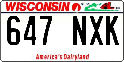 WI license plate 647NXK