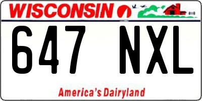 WI license plate 647NXL