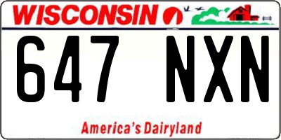 WI license plate 647NXN