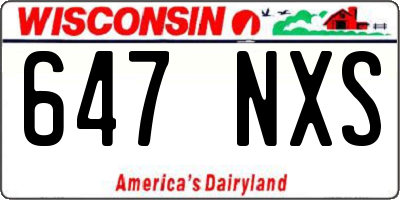 WI license plate 647NXS
