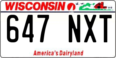 WI license plate 647NXT
