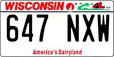 WI license plate 647NXW