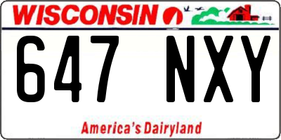 WI license plate 647NXY