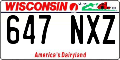 WI license plate 647NXZ