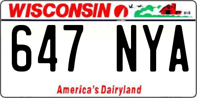 WI license plate 647NYA