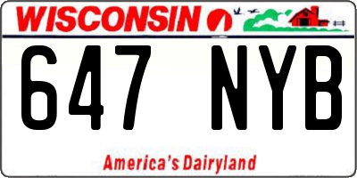 WI license plate 647NYB