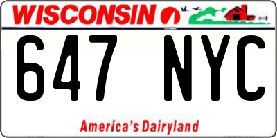 WI license plate 647NYC