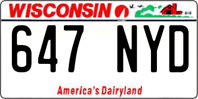 WI license plate 647NYD