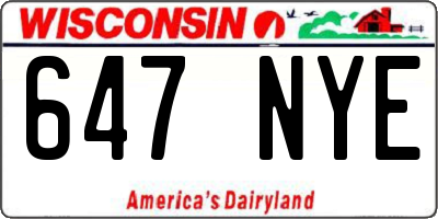WI license plate 647NYE