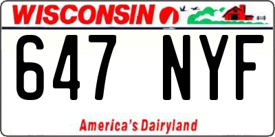 WI license plate 647NYF