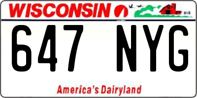 WI license plate 647NYG