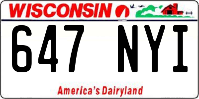 WI license plate 647NYI