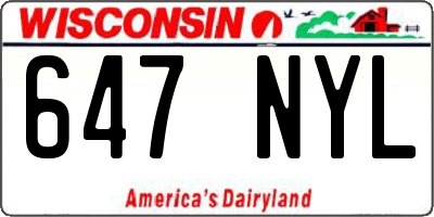 WI license plate 647NYL
