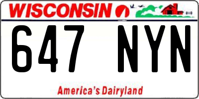 WI license plate 647NYN